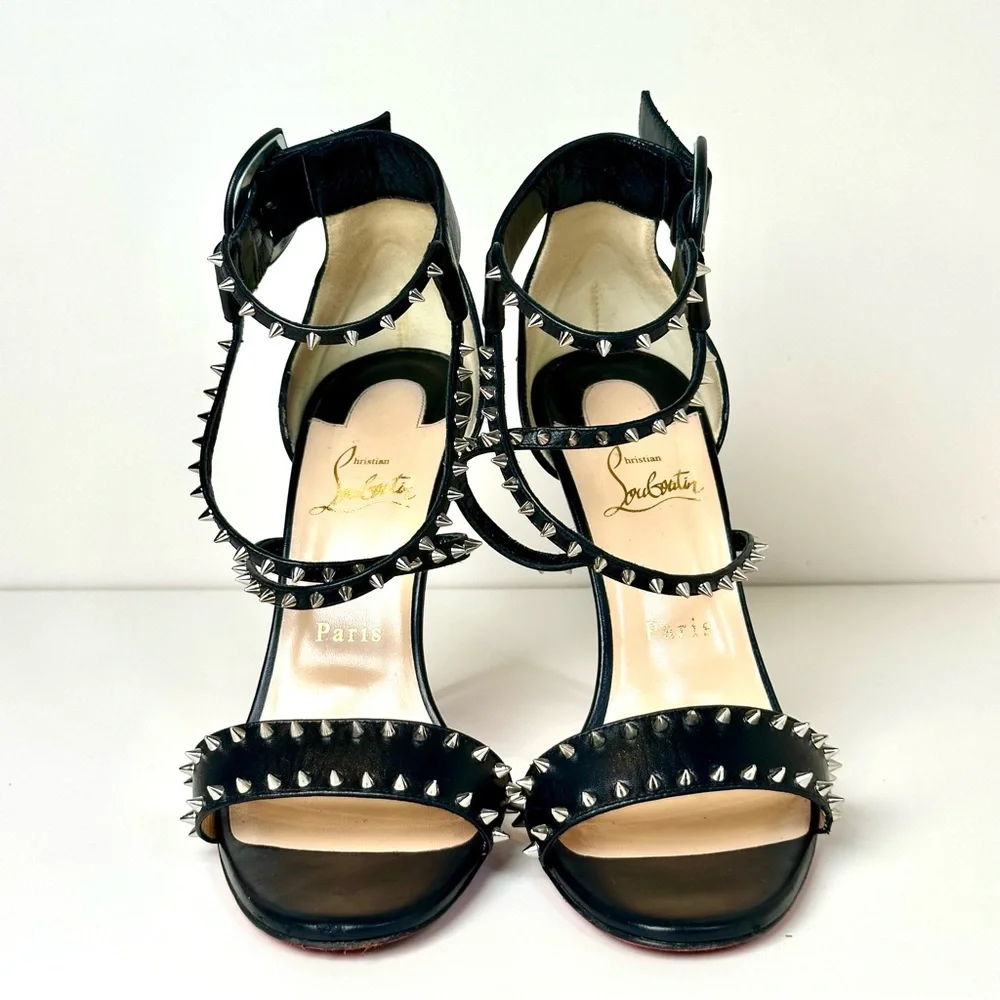 ✨ Christian Louboutin “So Me” Studded Strappy Sandals | Size 39 Black | Red Sole - Picture 2 of 12